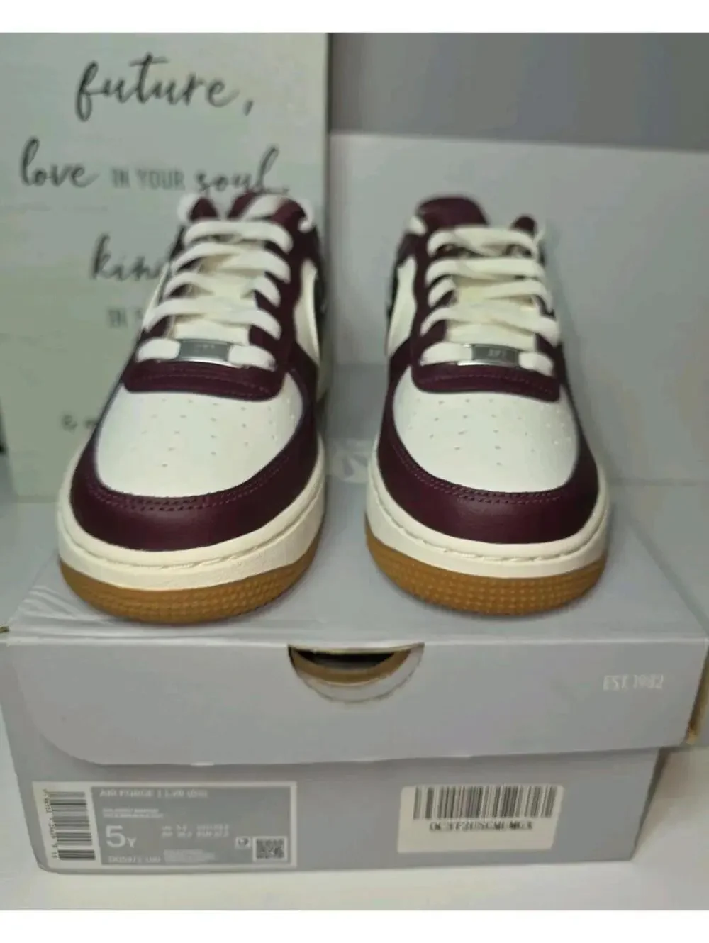 ⭐Nike Air Force 1 LV8 GS Sz 5y Big Kids Shoes New Night Maroon